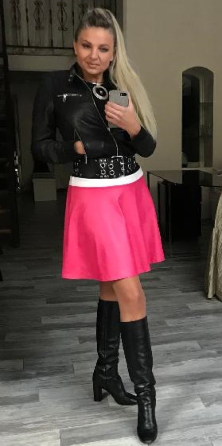 SUKNĚ KRÁTKÁ RŮŽOVÁ KOŽENKOVÁ BOROS SK-S-PIN 02