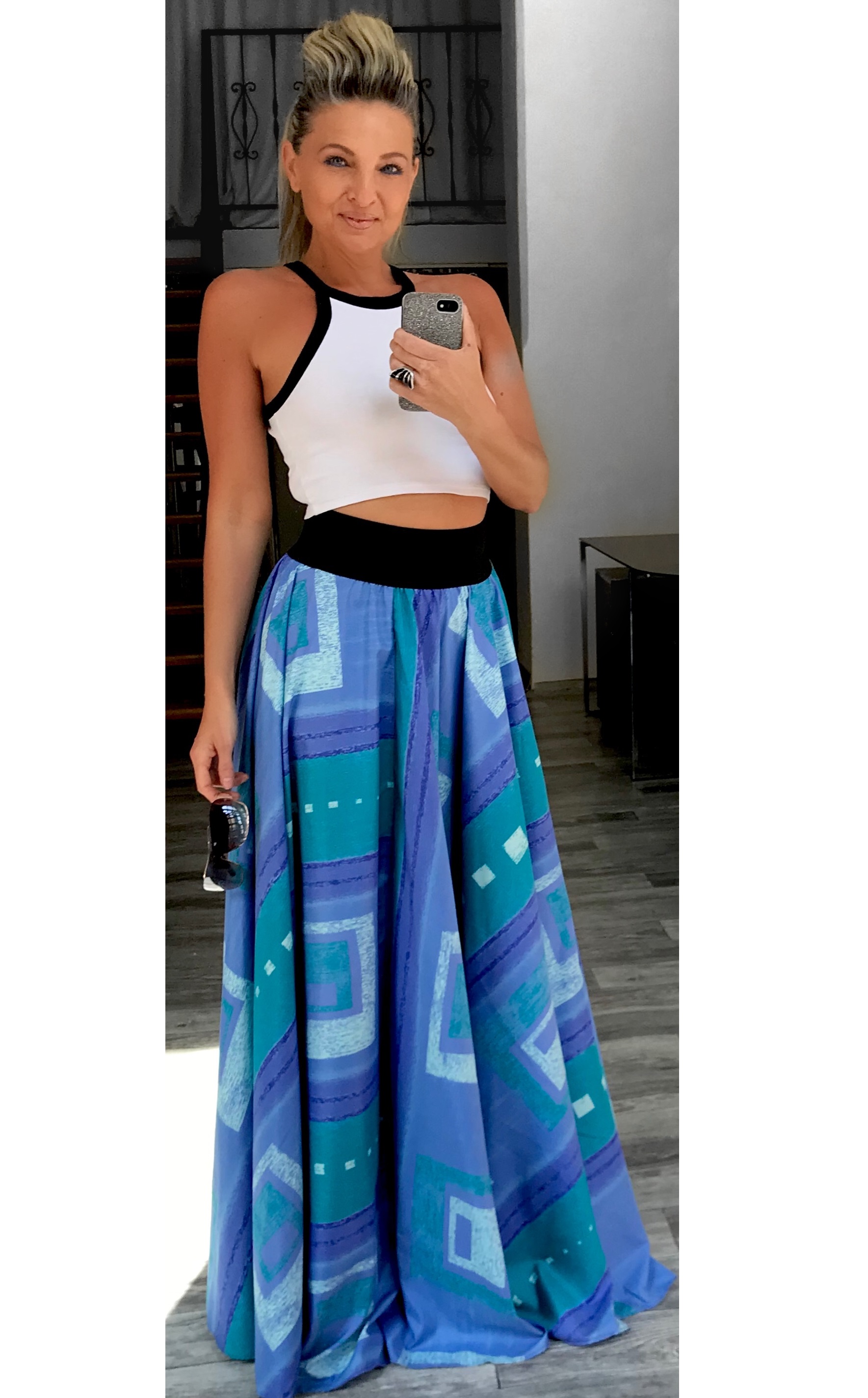 Dlouhá letní sukně - maxi sukně - BOROS-SK-L-BLUE 03