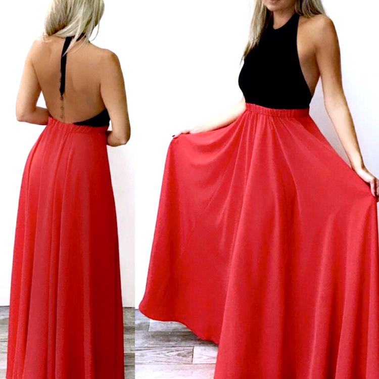 DLOUHÉ LETNÍ ŠATY S VOLNÝMI ZÁDY