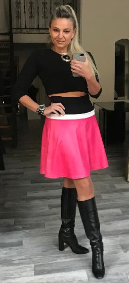 SUKNĚ KRÁTKÁ RŮŽOVÁ KOŽENKOVÁ BOROS SK-S-PIN 02